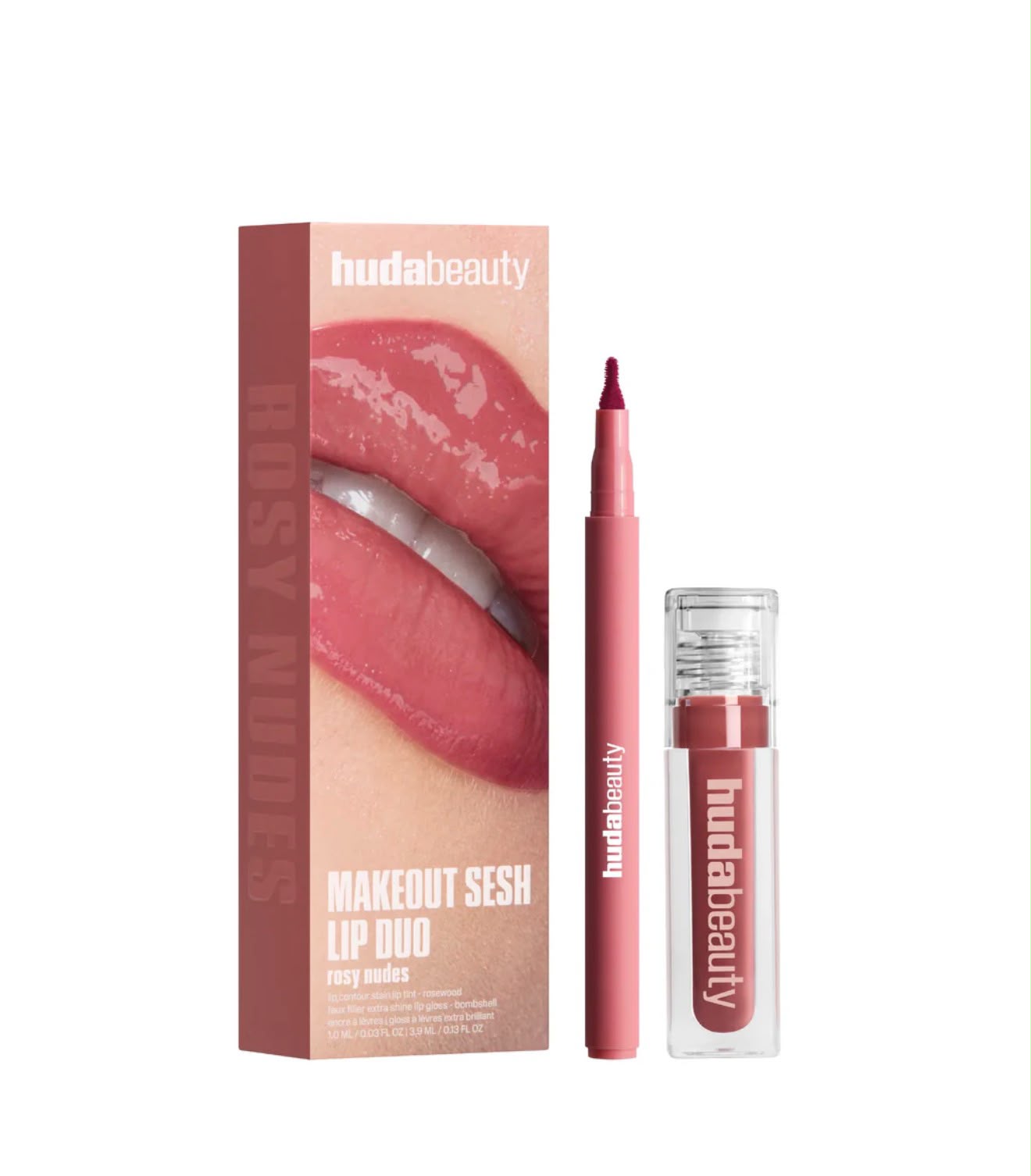 Huda Beauty Makeout Sesh Lip Duo – Rosy Nudes